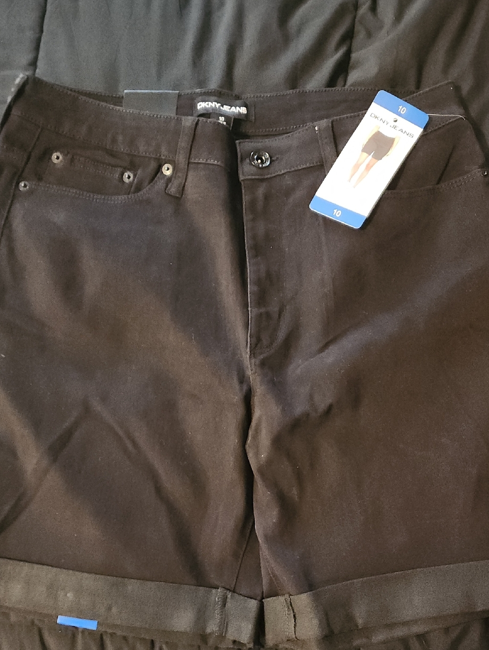 Dkny Women Black Flat Front JEAN Shorts New NWT